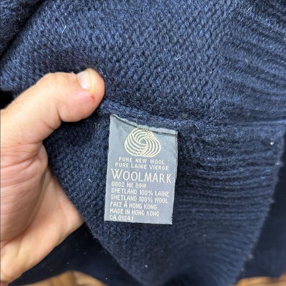 Vintage Le 31 Men's wool Gray and Yellow Half-Zip Sweater - Picture 3 of 3